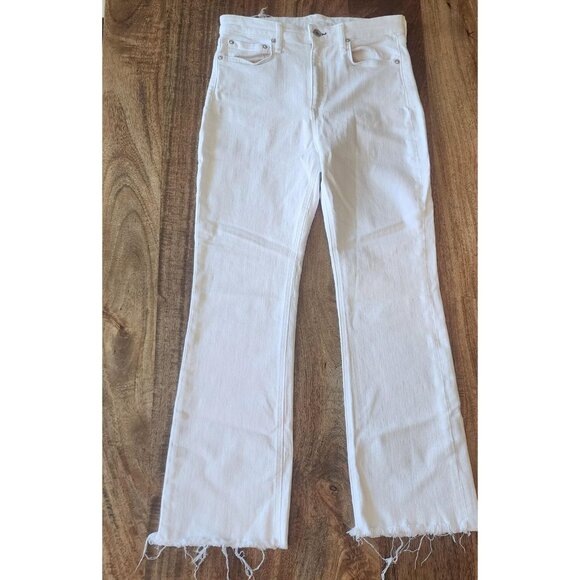 rag & bone Jeans Womens 29 White Nina High-Rise Ankle Flare Raw Hem Made USA - Picture 1 of 14